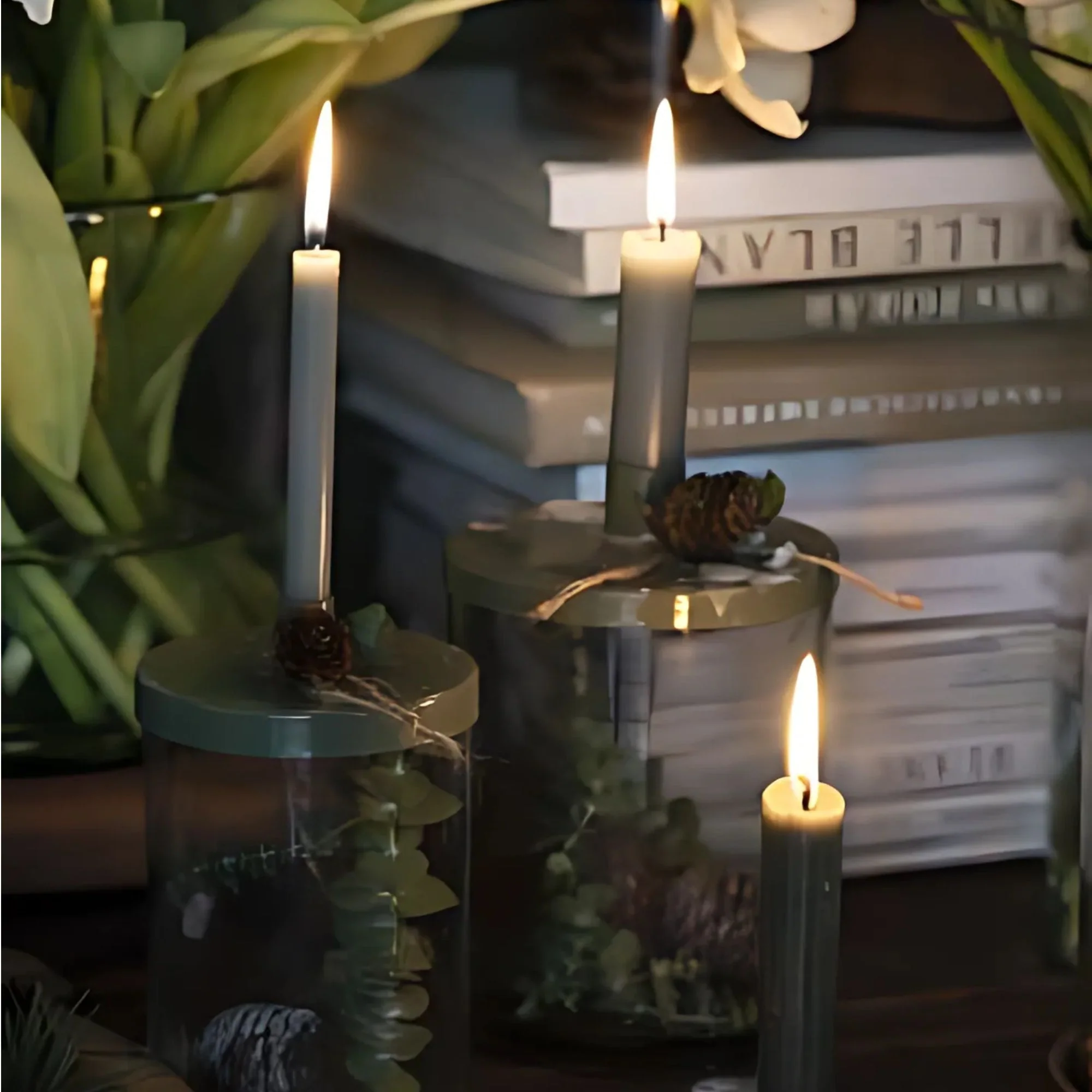 Lot de 5 bougies chandelle - Dark Grey – Image 3