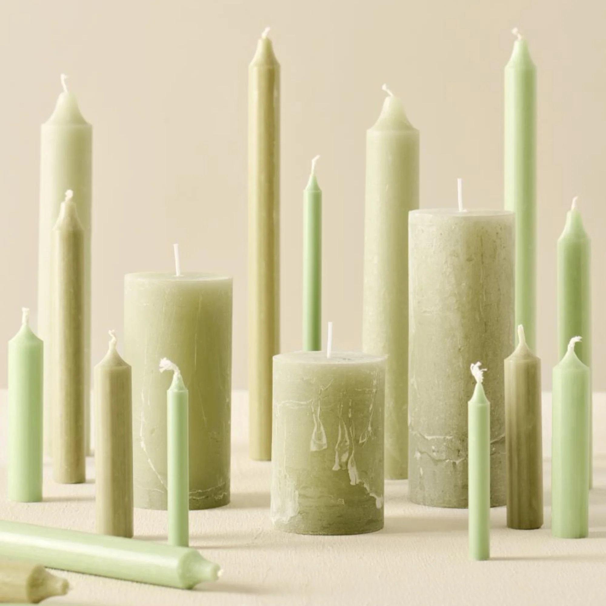 Lot de 5 petites bougies chandelle - Green Tea – Image 3