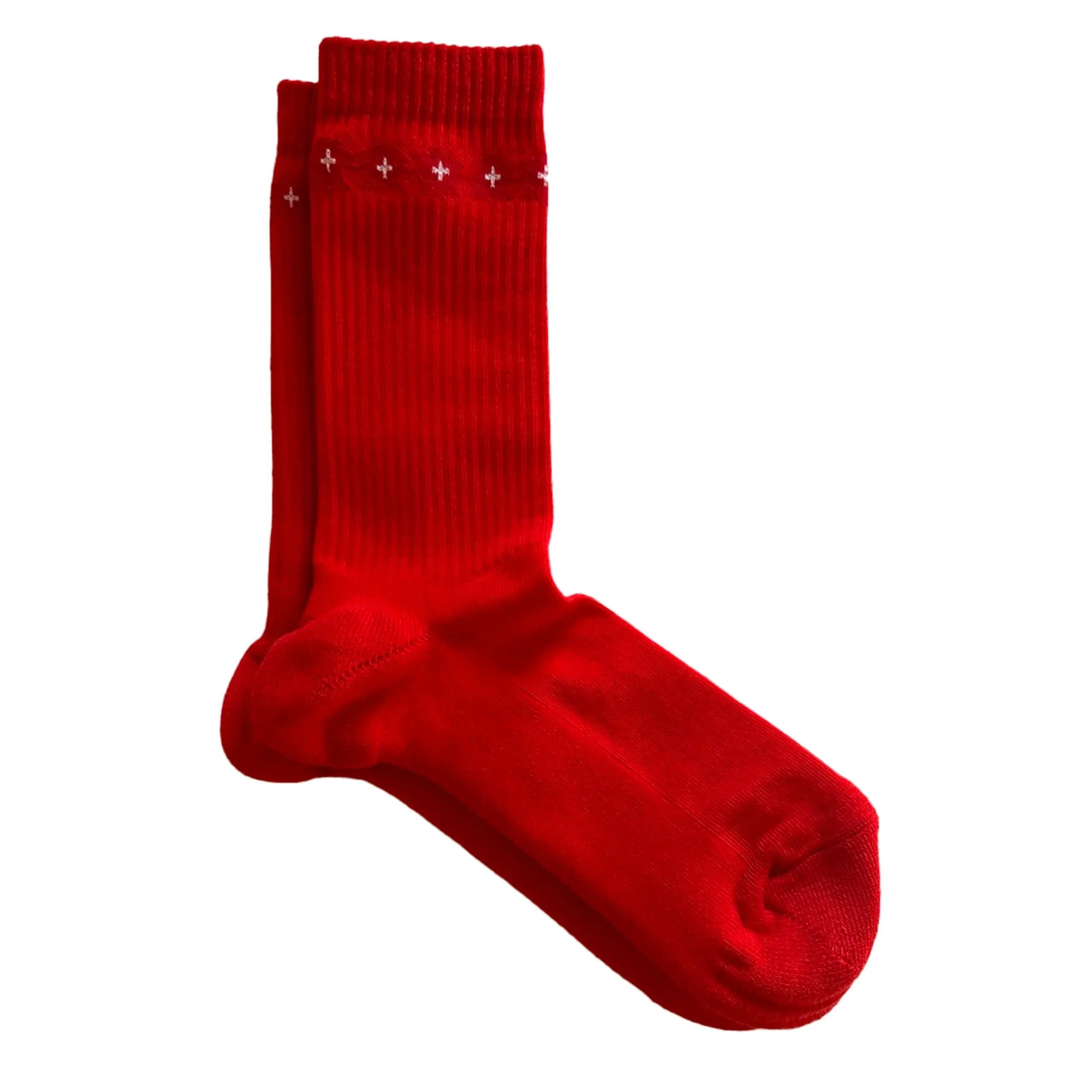 Chaussettes colorées en coton bio Fleurs Rouges Pierre Lou des Alpes – Image 3