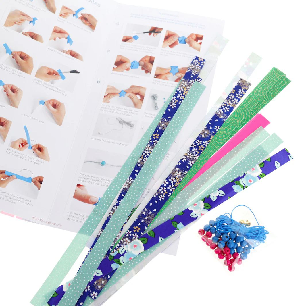 Kit Guirlande d'Étoiles en Origami - Bleu Nuit, Vert et Rose Fluo - Fantastique – Image 4