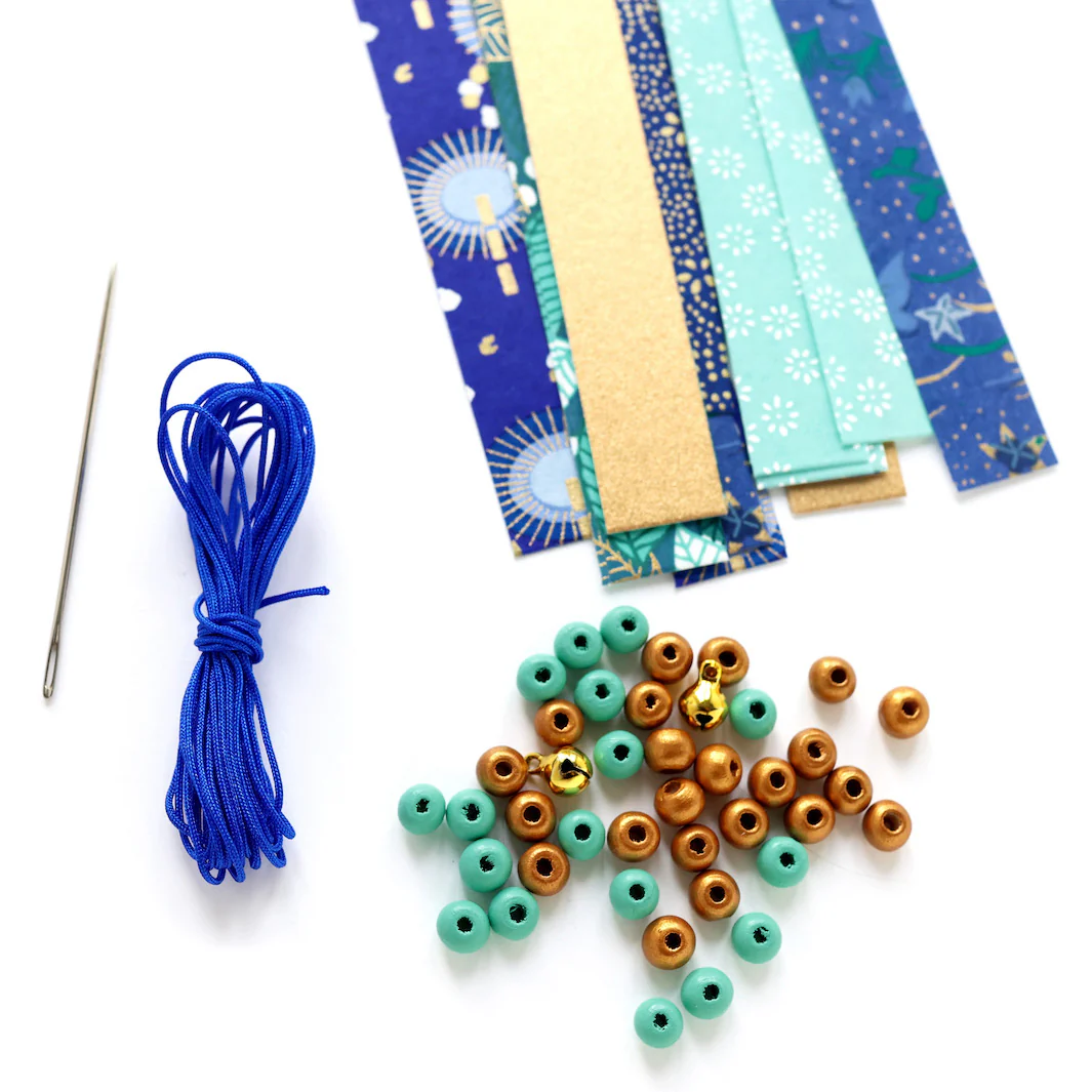 Kit Guirlande d'Étoiles en Origami - Bleu Nuit, Bleu Turquoise, Vert d'Eau et Vert - Libellule – Image 4