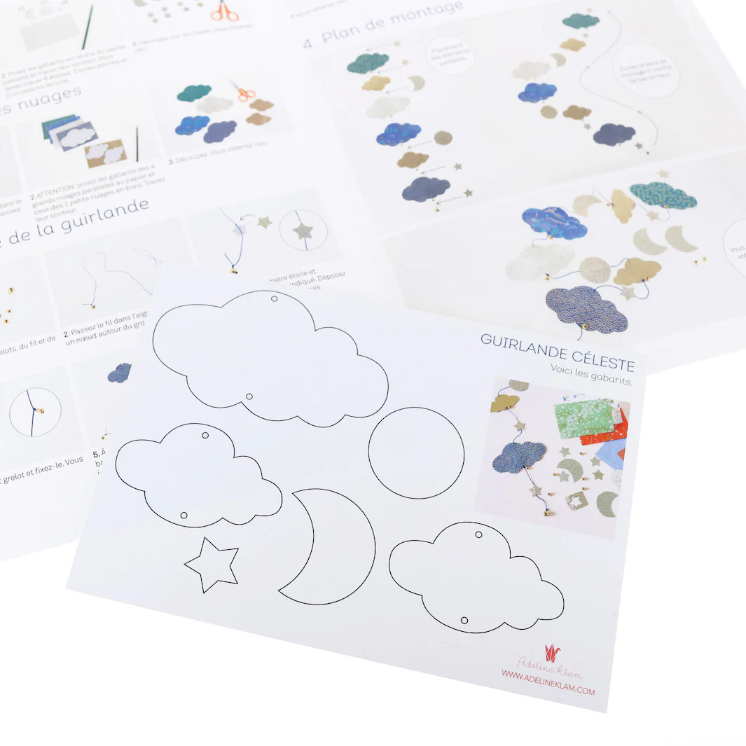 Kit Guirlande de Nuages Céleste - Bleu Canard et Nuit, Blanc et Or - Nuit Bleue – Image 3